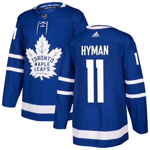 Adidas Men Toronto Maple Leafs 11 Zach Hyman Blue Home Authentic Stitched NHL Jersey